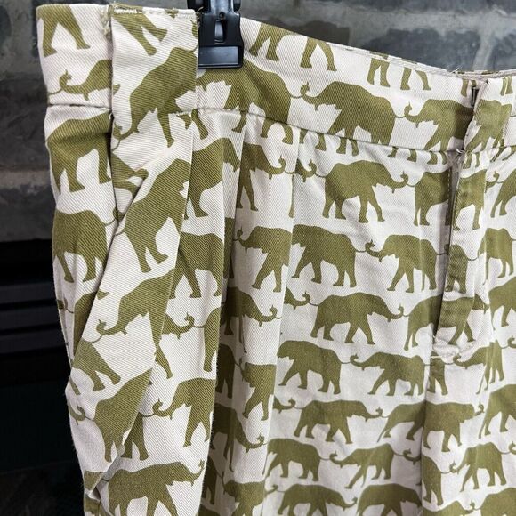 Anthropologie Cartonnier Chino Pleated Shorts Size 4 Elephant Print - Picture 9 of 13